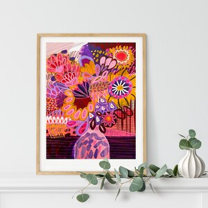 Australian Flowers Giclee Print, Abstract Floral Vase Art image 10