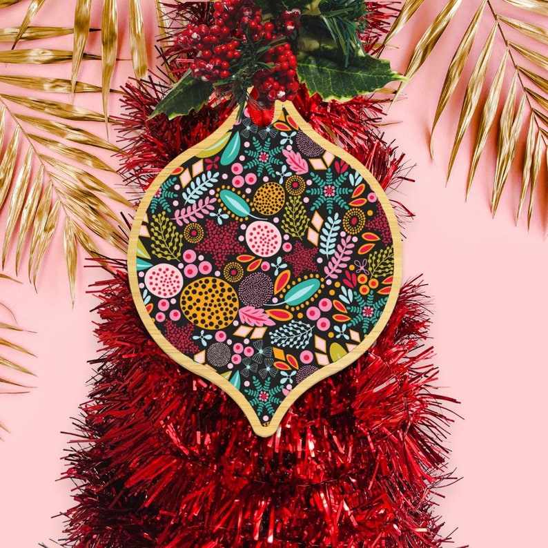 Australian Christmas Floral Bling Wooden Bauble Set - Kirsten Katz