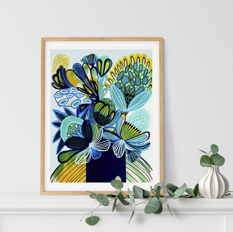 Abstract Painting Australian Flora Wall Art Botanical Etsy