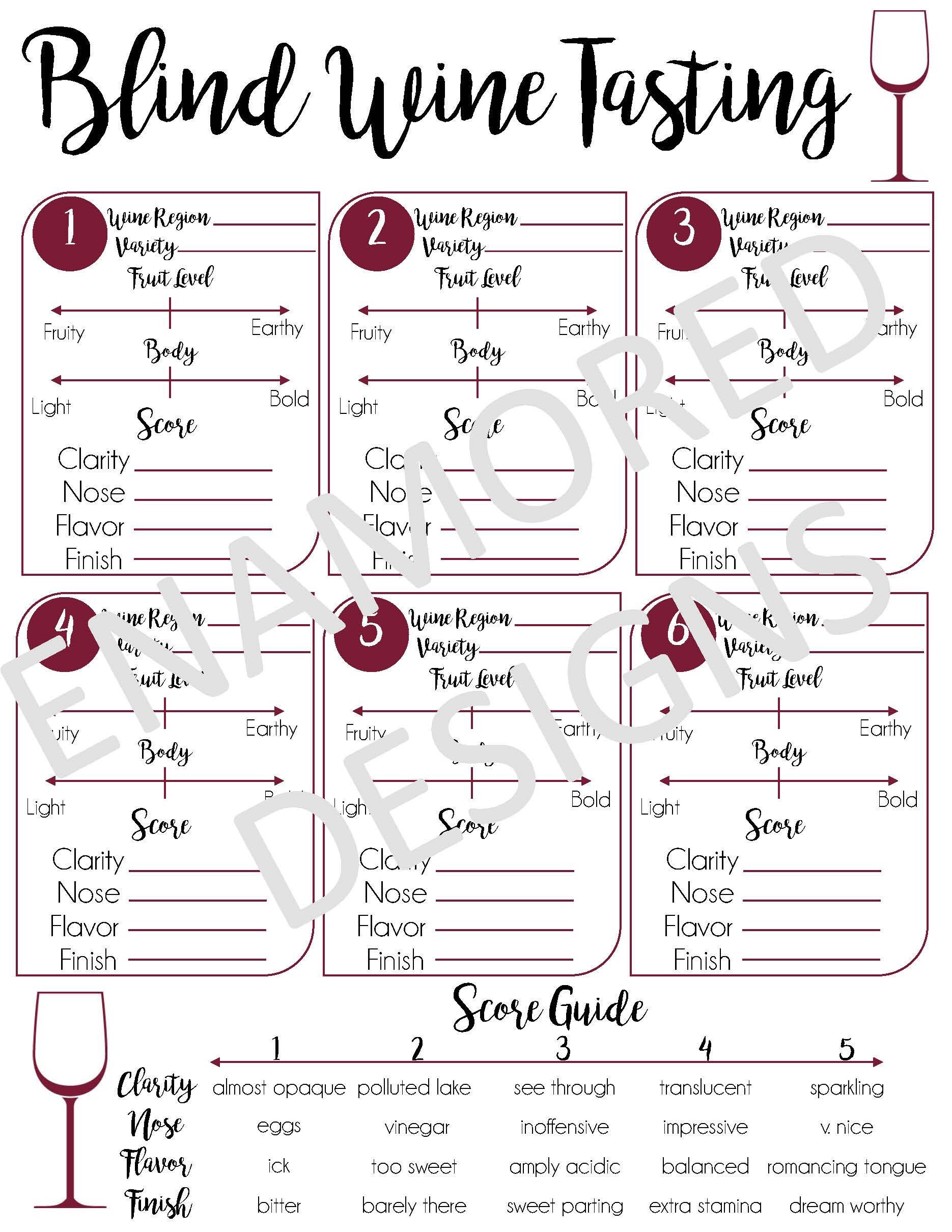 Blind Wine Tasting Rating Sheets Wine Tasting Party Wine Australia