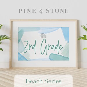 First Day Of School Sign 3rd Grade - 2021-2022, Printable Sign, Instant Download, Elegant Design, BEACH SERIES