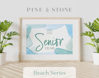 First Day Of School Sign Senior Year- 2021-2022, Printable Sign, Instant Download, Elegant Design, BEACH SERIES