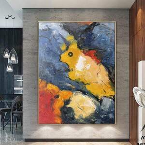 Large Gray Texture Painting Orange Minimalist Abstract Painting Yellow Minimalist Art Painting Red Abstract Painting Modern Canvas Wall Art