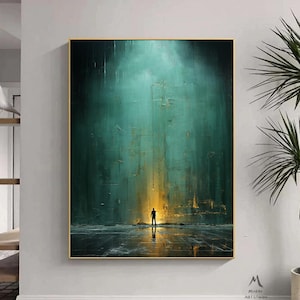 Green Wall Art Green Canvas Painting Large Green Abstract Painting Green Minimalism Painting Green Abstract Art Green Canvas Wall Art:Hope-1