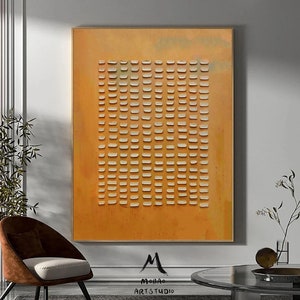 Orange Abstract Art Boho Wall Art Painting Orange Minimalist Painting Wabi Sabi Art Orange Wall Art 3D Texture Painting Beige Wall Art