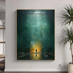 Large Green Abstract Painting Green Minimalism Painting Green Wall Art Green Canvas Painting Green Abstract Art Green Canvas Wall Art:Hope-4