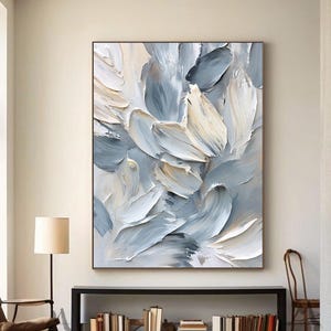 Tableau sur toile beige Art texturé 3D gris Tableau minimaliste beige Art mural beige Art abstrait blanc Art mural gris Tableau sur toile beige