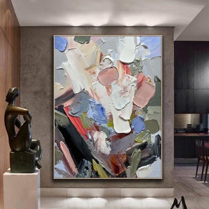 Neutral Abstract Painting Neutral 3D Texture Pinating Beige Abstract Painting White 3D Texture Art Gray Minimalist Wall Art Large Canvas Art