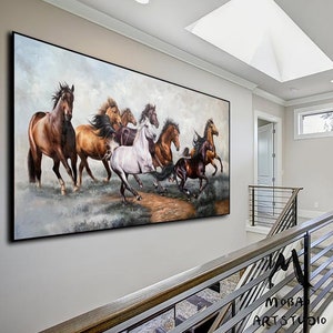 Horse Oil Painting Horse Wall Art Horse Painting Large Canvas Art Horse Decor Large Oil Painting Large Wall Art Living Room Art #M5334