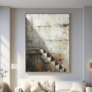 Neutral Canvas Wall Art Beige Abstract Painting Wabi Sabi Wall Art Brown Minimalist Painting Gray Wall Art Gray Abstract Painting #Steps-3