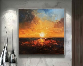 Large Cloud Abstract Painting,Sky Abstract Oil Painting,Orange Abstract Painting Artwork,Original Sky Art Painting,Large Canvas Oil Painting