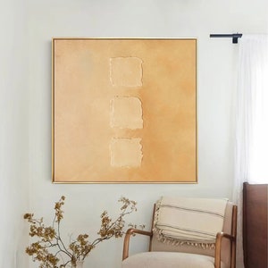 Brown Wall Art 3d Texture Painting Wabi Sabi Art Brown Minimalist Painting Beige Abstract Art Canvas Geometric Line Beige Abstract Painting