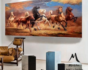 キャンバスに描かれたオリジナルの馬の油絵：アレクサンダー