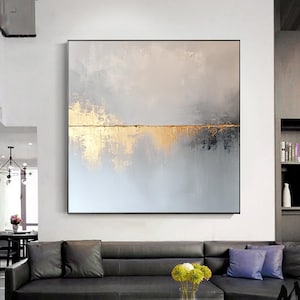 Gold Abstract Painting Gray Abstract Wall Art Large Landscape Abstract Art On Canvas Sea Landscape Abstract Painting Beige Abstract Painting