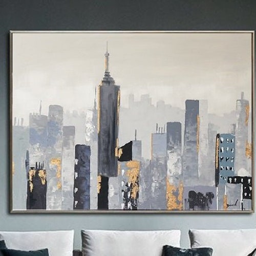 Large New York City Landscape Painting Large Urban Art Etsy UK