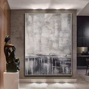 Original Gray White Abstract Painting,Gray Minimalist Abstract Painting,Large Gray Abstract Painting,White Painting,Large Wall Canvas Art