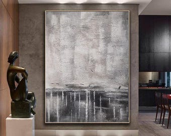 Hand Painted Canvas, Minimalist Gray Tone Artwork - Modern Wall Decor | Custom Size Painting | Contemporary Abstract Art