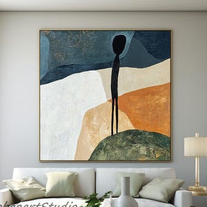 Navy Blue Minimalist Abstract Painting Green Canvas Abstract Painting Brown Abstract Painting Beige Canvas Painting Black Abstract Painting