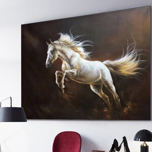 White Horse Painting Large Oil Painting Horse Wall Art Large Canvas Art Horse Decor Horse Oil Painting Large Wall Art Living Room Art M5131 30*40（76*102 cm） inches