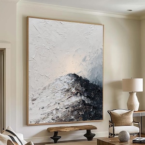 White Texture Painting Black Texture Abstract Art White Abstract Painting Black Wall Art Gray Minimalist Art White Sky Abstract Painting