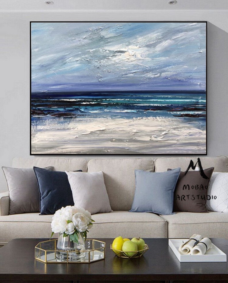 Large Blue Sea Abstract Art Dark Blue Ocean Abstract 54*40（137*102 cm） inches