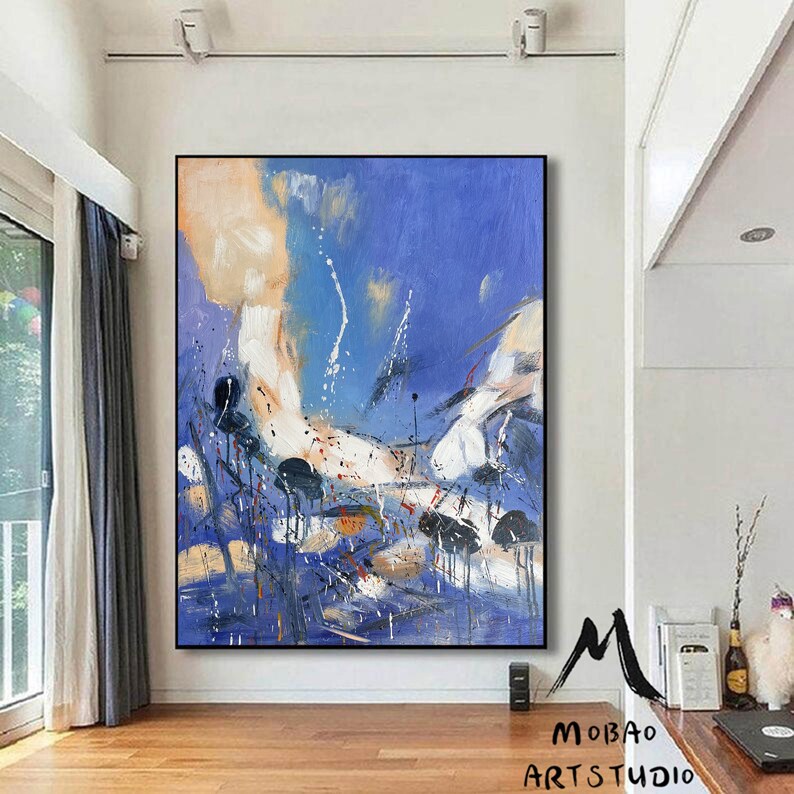 Large Blue Abstract Art Painting Original Painting Large Etsy