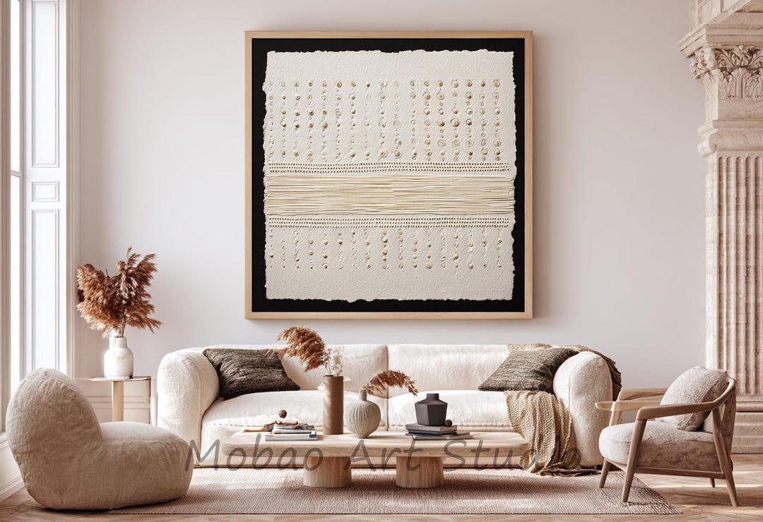 Beige 3D Textured Painting Wabi Sabi Wall Art Large Beige Textured Wall ...