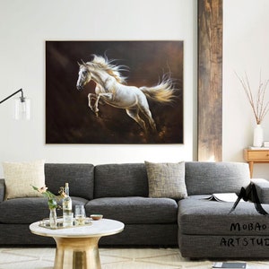 White Horse Painting Large Oil Painting Horse Wall Art Large Canvas Art Horse Decor Horse Oil Painting Large Wall Art Living Room Art M5131 20*28（51*71 cm） inches