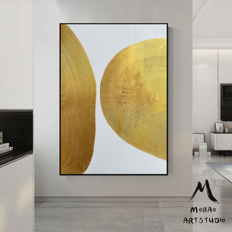 Gold Leaf Minimalist Painting Modern Gold Abstract Painting - Etsy