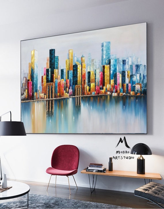 Large Original Abstract City Painting,large New York Skyline Art,gold New  York Wall Art Painting, Urban Art Painting, City Skyline Painting - Etsy