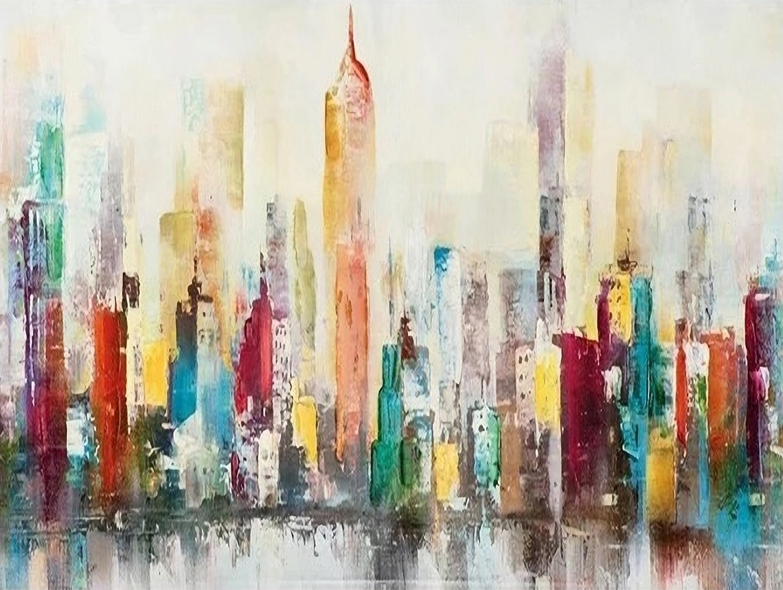 Large Original Abstract New York Wall Art City Art Painting Etsy