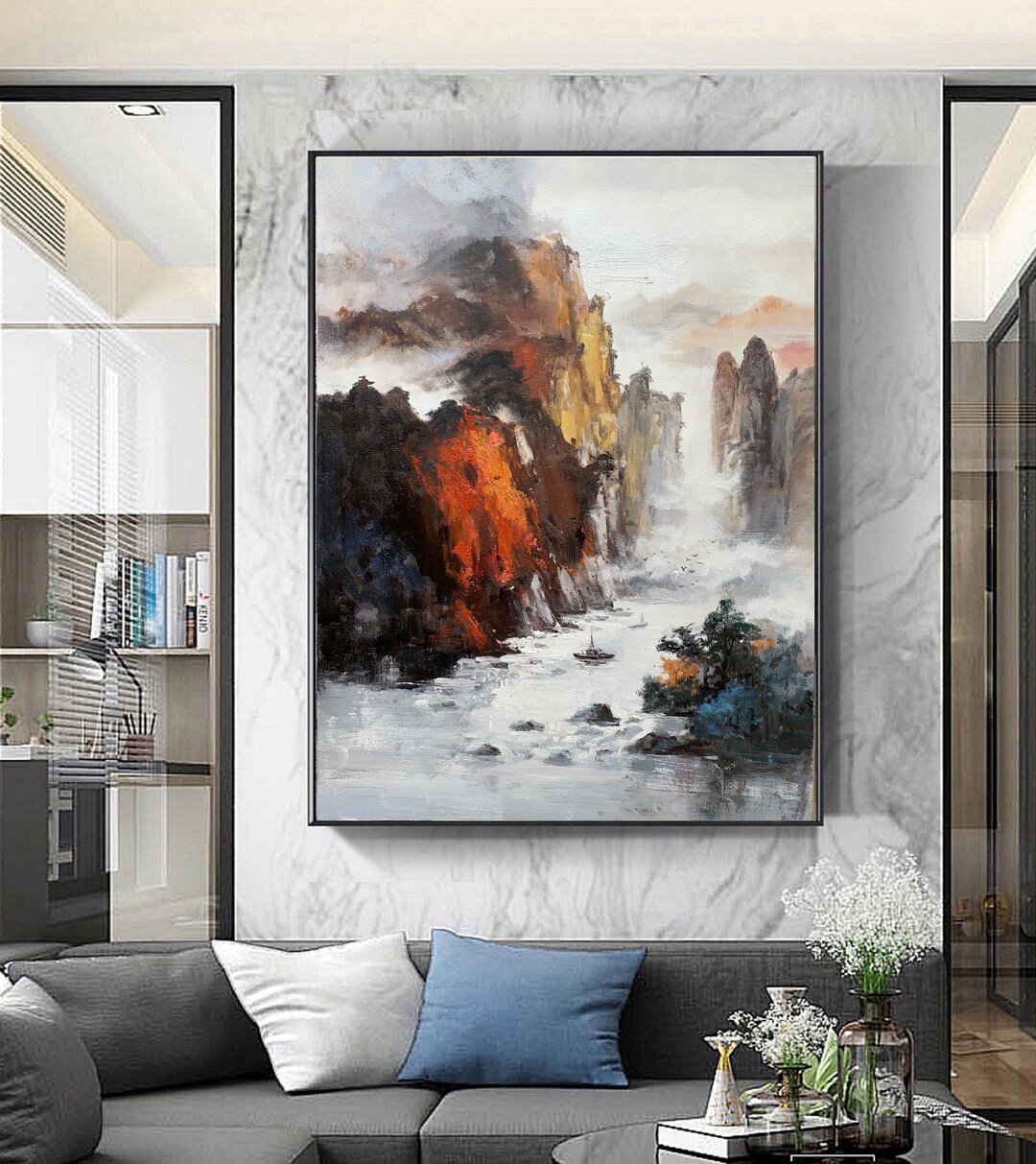 Large Mountain Landscape Painting on Canvas,sky Oil Painting,large