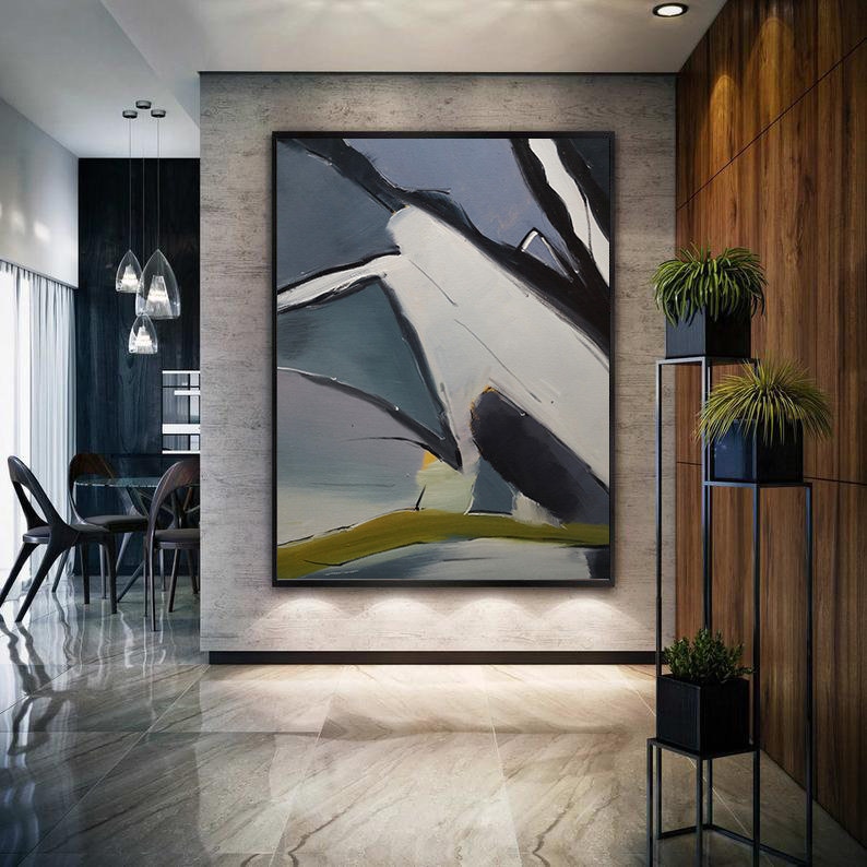 Large Minimalist Abstract Painting White Abstract Painting Etsy