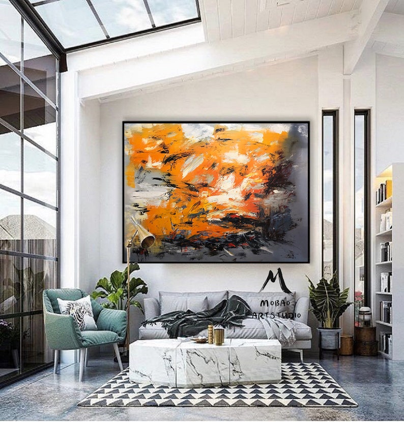 Orange Abstract Painting Original Large Painting Abstract Art Etsy