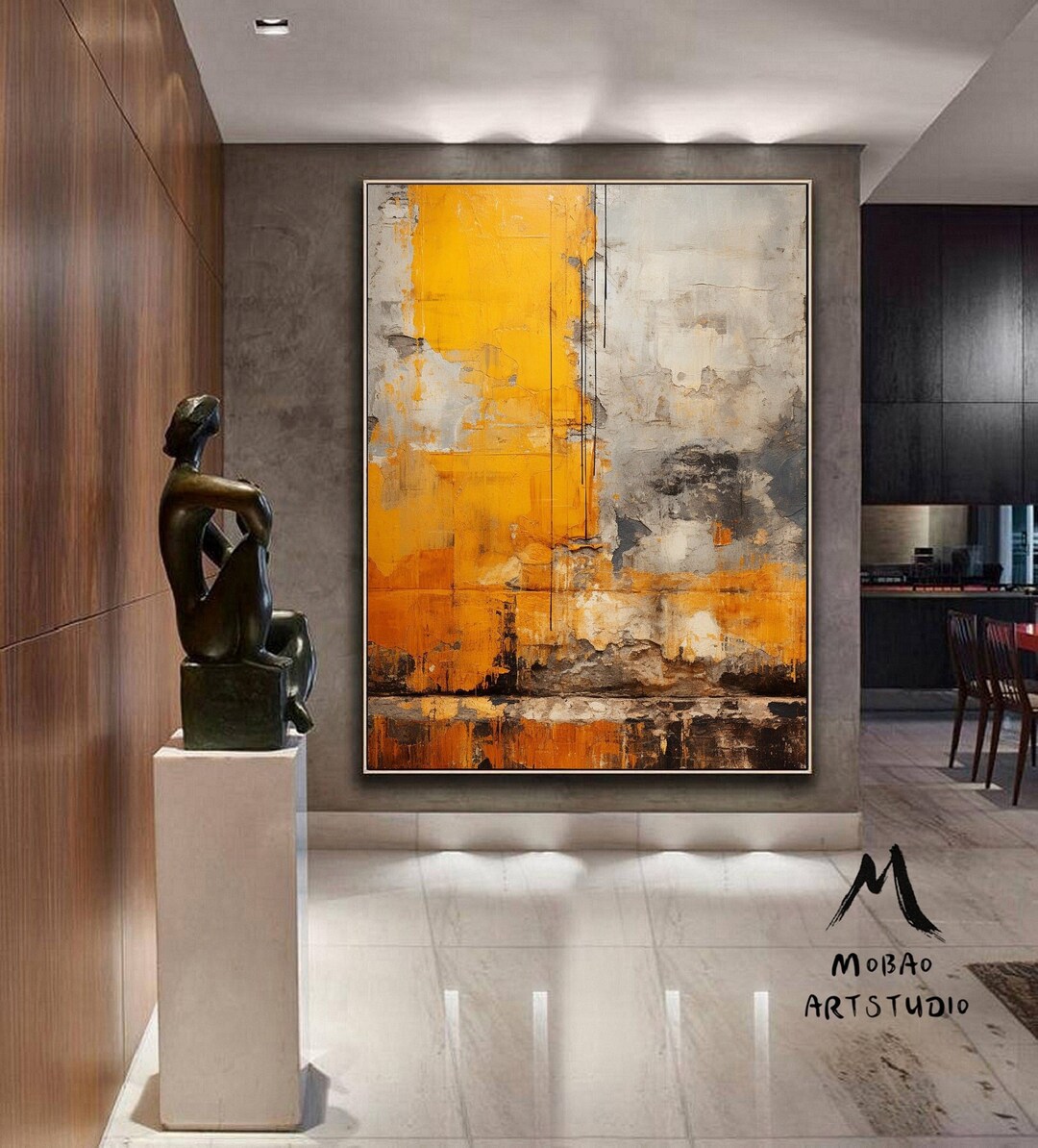 Orange Abstract Wall Art Brown Canvas Wall Art Orange Minimalist Art