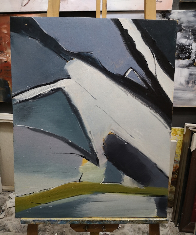 Large Minimalist Abstract Painting White Abstract Painting Etsy