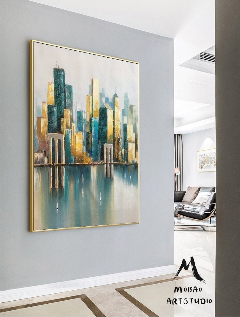 New York city painting New York Abstract painting Large Wall Etsy