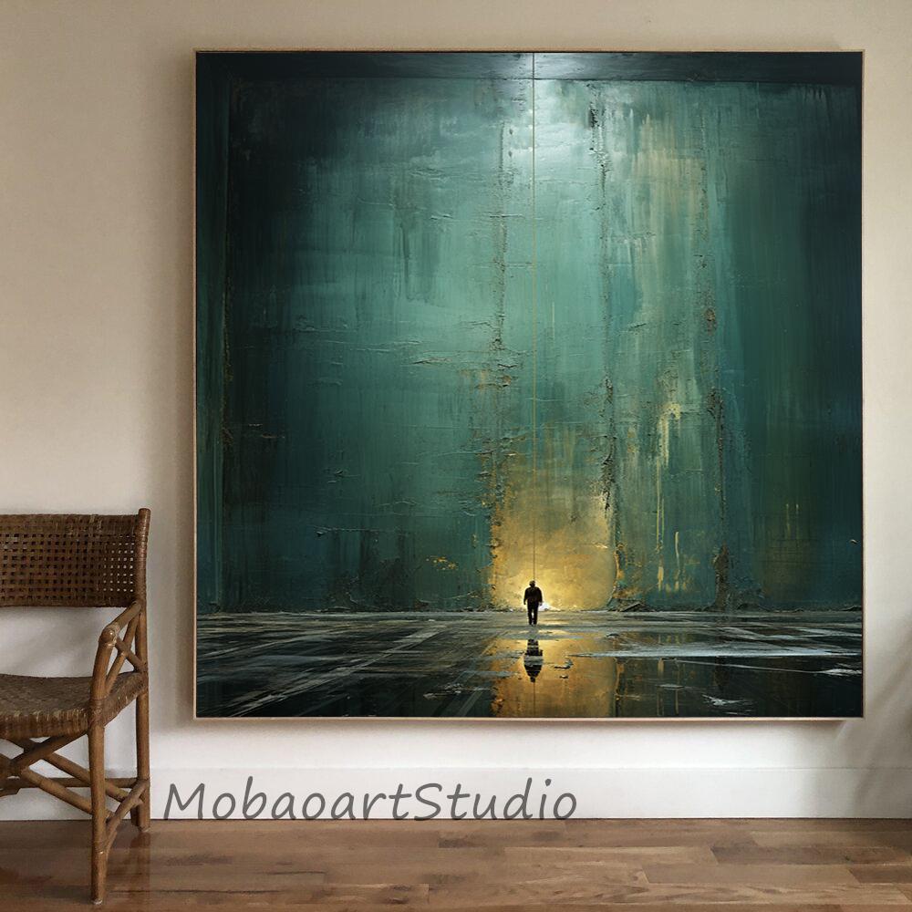 Large Green Abstract Painting Green Minimalism Painting Green Wall Art ...
