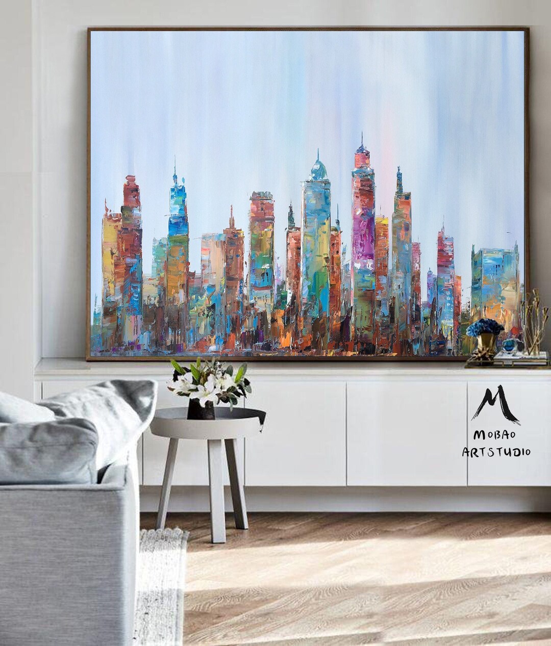Large City Abstract Painting,original Urban Art Painting,kansas City