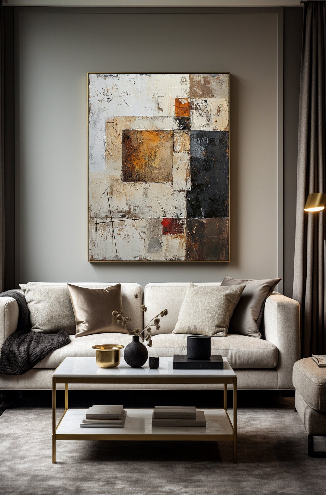 Beige Texture Art Brown Painting White Minimalist Art Wabi Sabi Wall Art Large Texture Painting