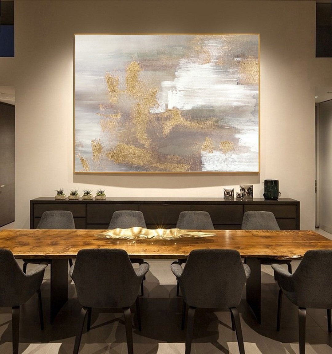Large Abstract Art Painting on Canvas Beige Painting Gold - Etsy