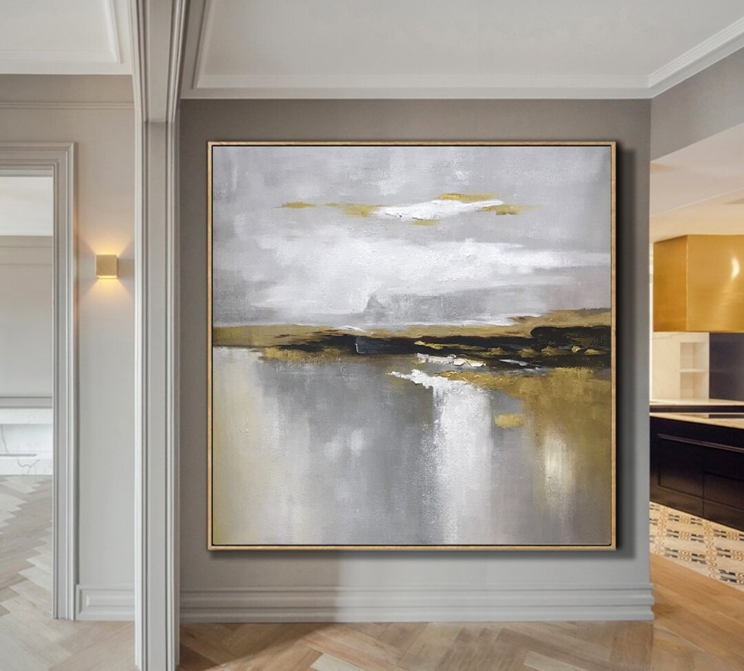 Large Gold Abstract Painting Original Ocean Landscape Painting,oversize