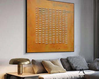 Orange Abstract Canvas Painting - 3D Textured Boho Art
