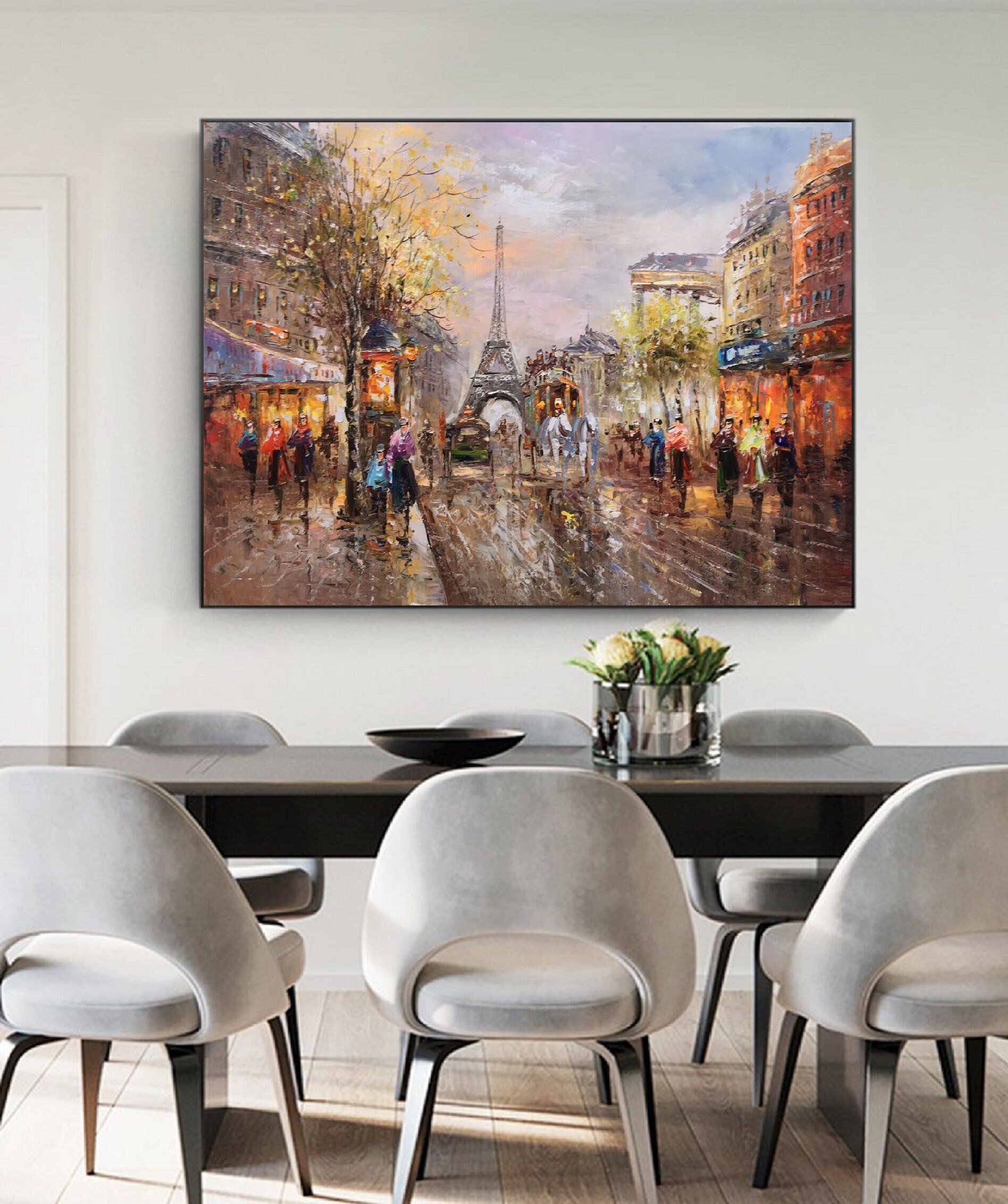 Original Paris City Art Paintingpeople Walking in the - Etsy