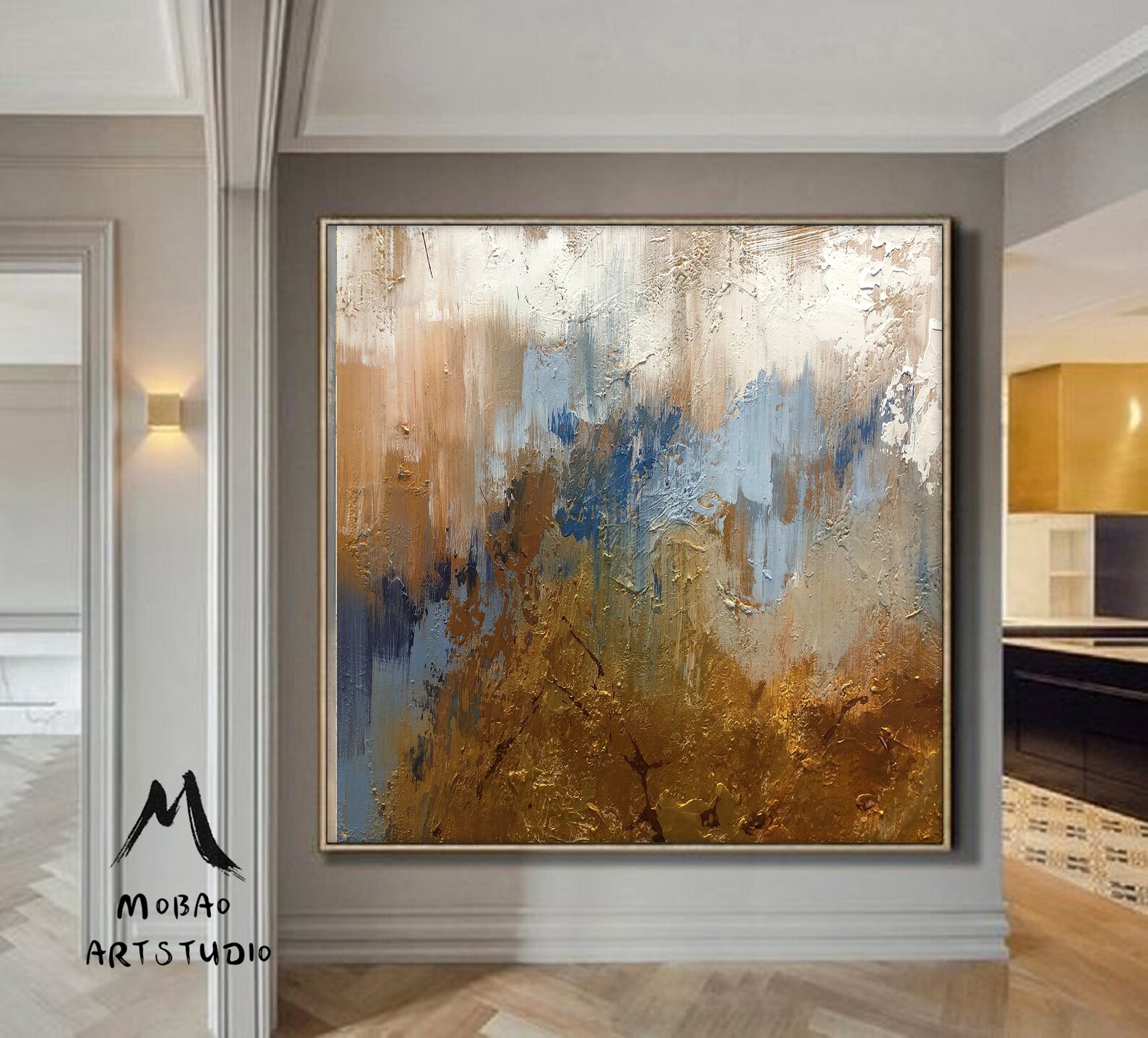 Large Gold Abstract Painting on Canvas Cloud Abstract Etsy
