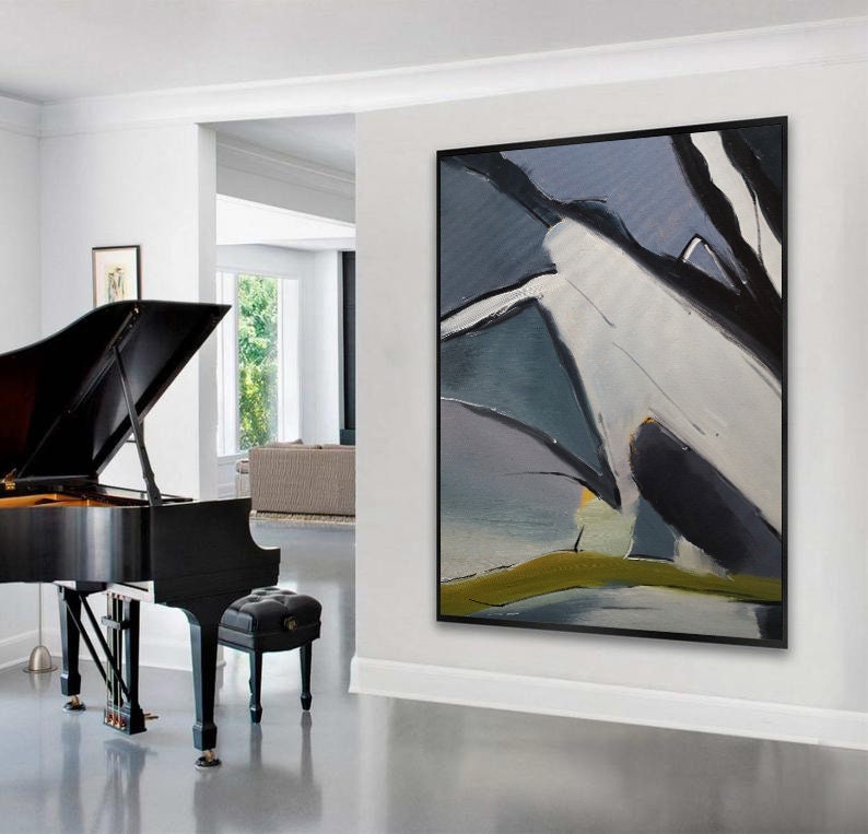 Large Minimalist Abstract Painting White Abstract Painting Etsy