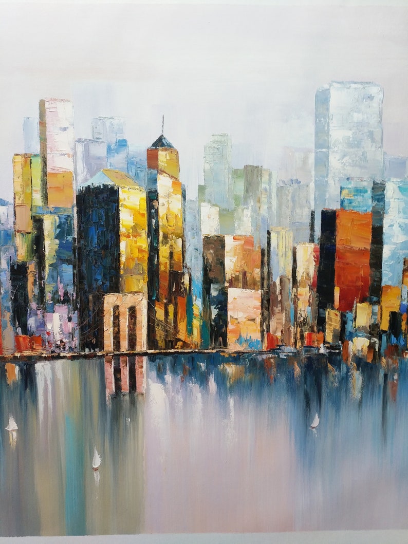 Large New York City Landscape painting Large urban art Etsy