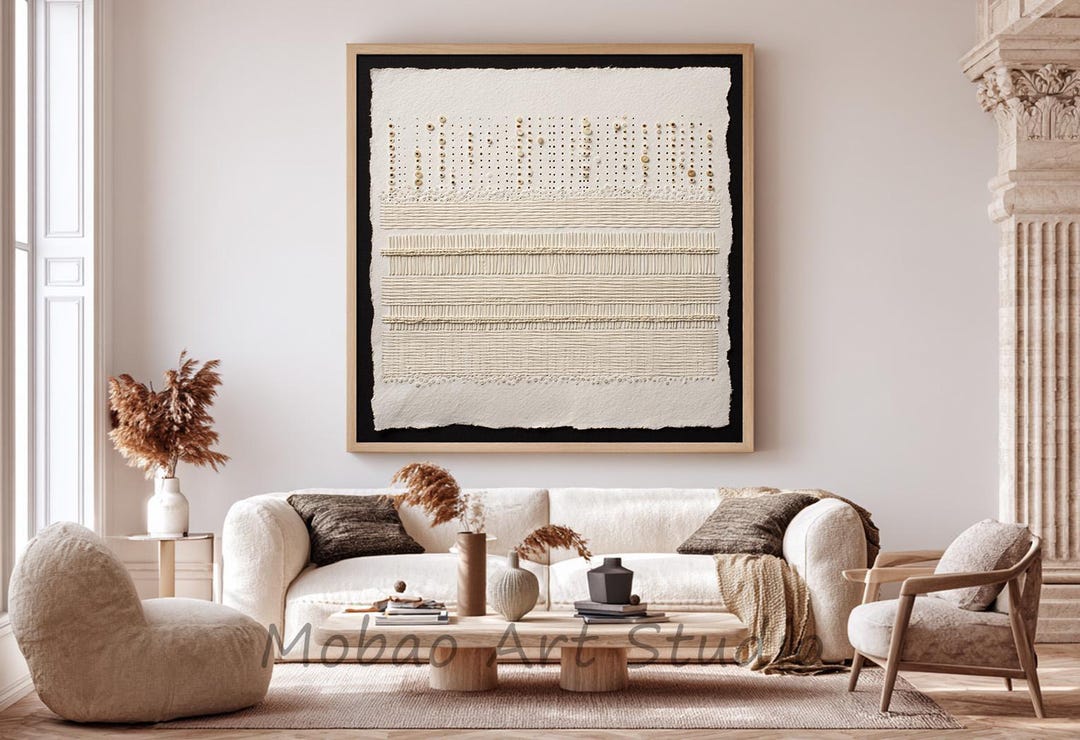 Beige Abstract Painting: Large Textured Wabi Sabi Wall Art - Etsy