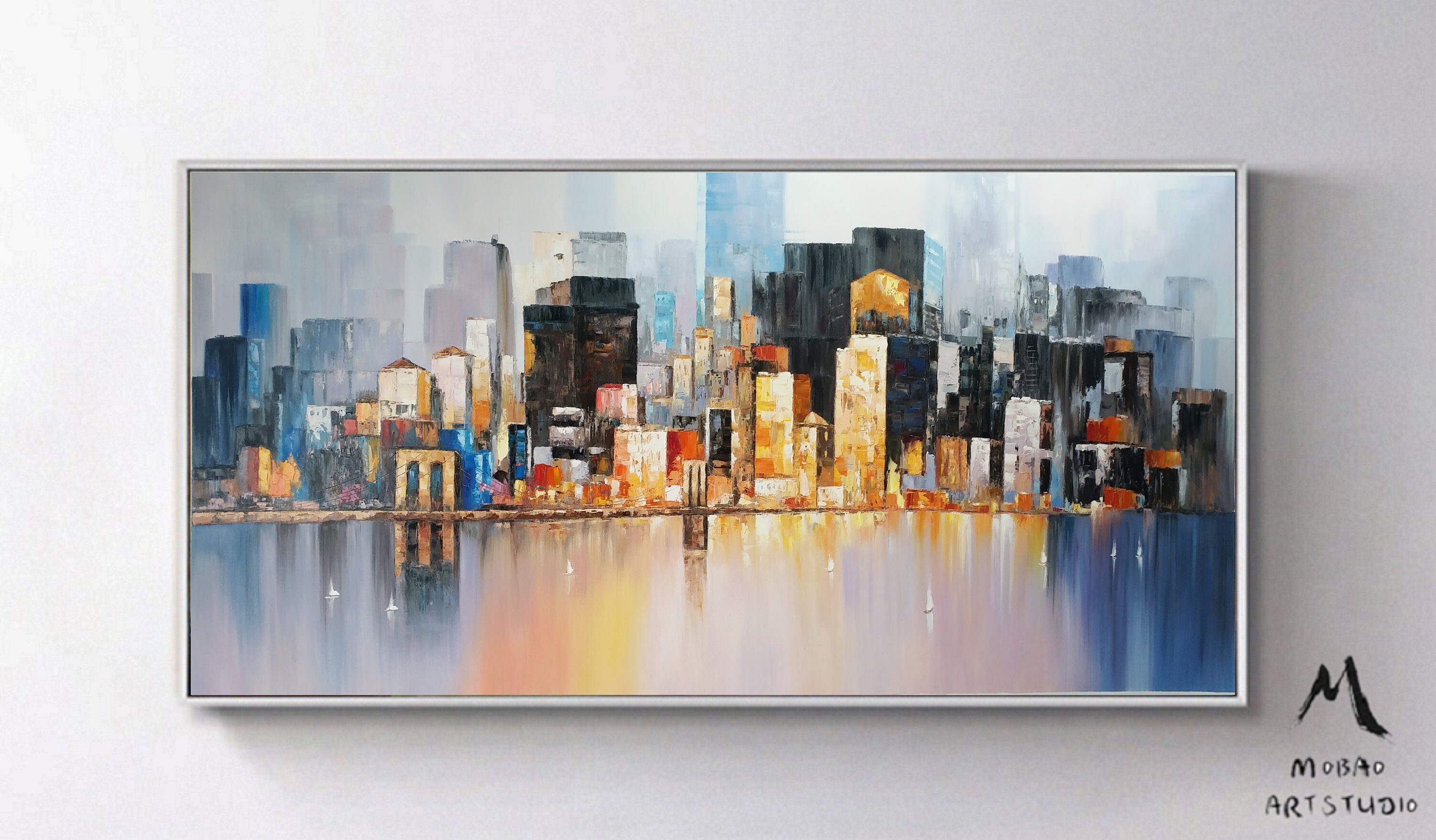 Large City Art Abstract Painting Large Wall Art Oil Painting - Etsy ...