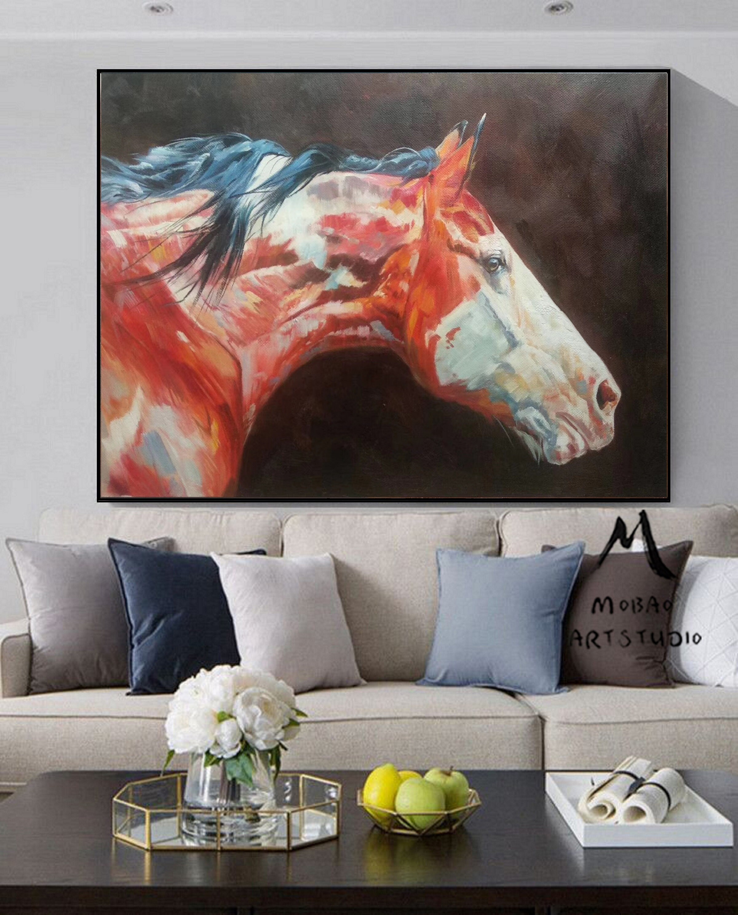 Large Horse Painting Large Canvas Art Horse Decor Horse Oil Etsy